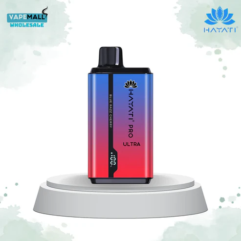 Hayati Pro Ultra 15000 puffs box of 10 disposable vapes on white background