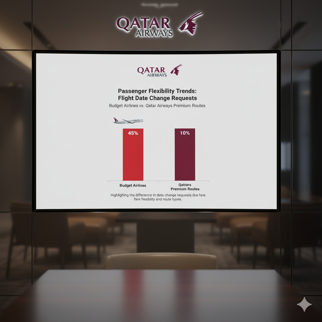 Percentage of Passengers Requesting Date Changes – Budget Airlines vs Qatar Airways Premium Routes 